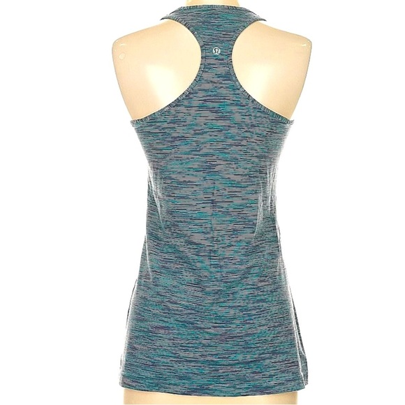 Lululemon Cool Racerback II Yoga Tank Top Nulu Fabric Teal Purple Size 8 - Picture 2 of 6